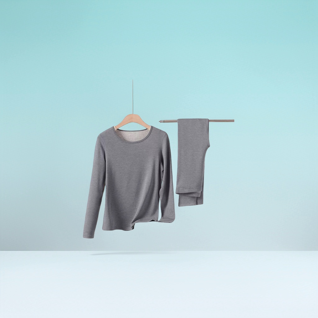 مجموعة رمادية طويلة الأكمام طويلة مع سراويل طويلة Specification image