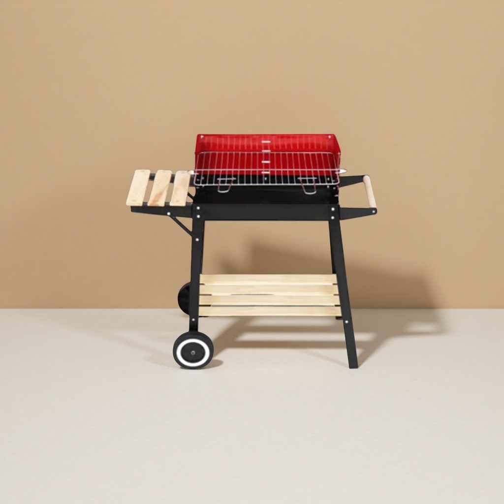 Red grill, outdoor portable barbecue grill, stainless steel barbecue grill, barbecue accessories details Picture