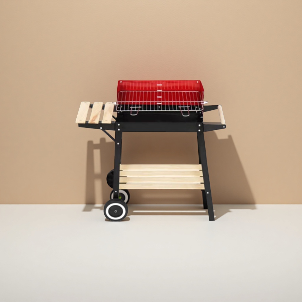 Red grill, outdoor portable barbecue grill, stainless steel barbecue grill, barbecue accessories Specification image