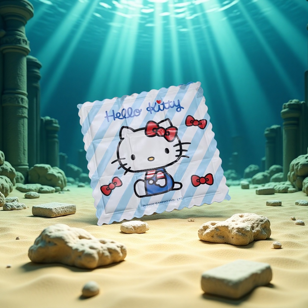 蓝白条纹Hello Kitty冰垫产品图