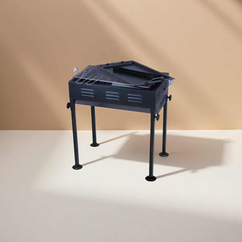 Black portable stainless steel barbecue grill, home outdoor camping barbecue grill details Picture