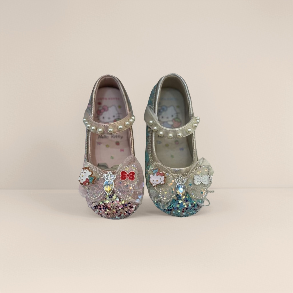 Pink and blue sequined Hello Kitty children's dance shoes Specification image