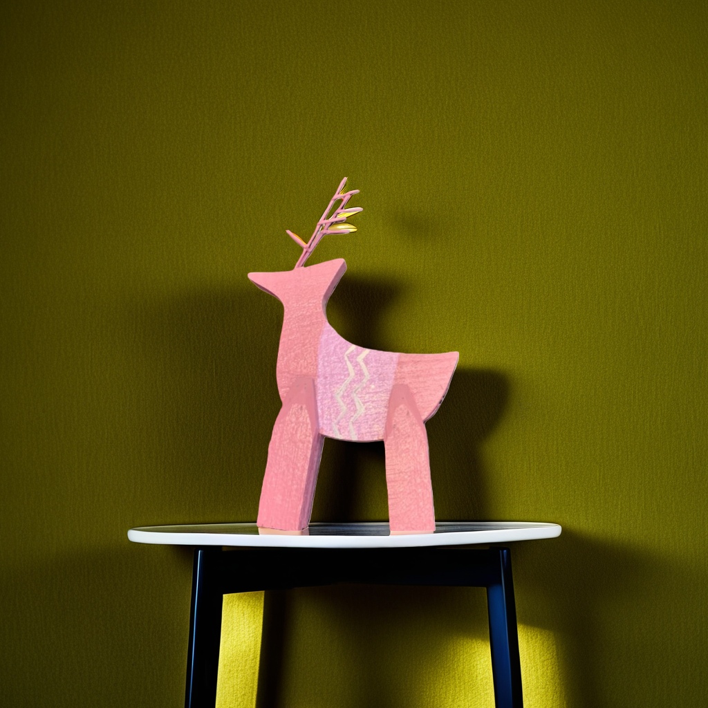 Pink wooden deer figurehead for home decoration, Nordic-style table decoration for living room and bedroom Application Scenario