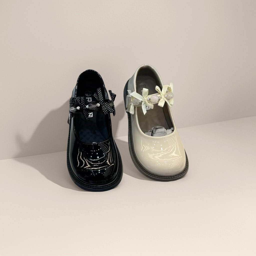 Black glossy Mary Jane shoes, beige glossy Mary Jane shoes, women's retro single shoes Specification image