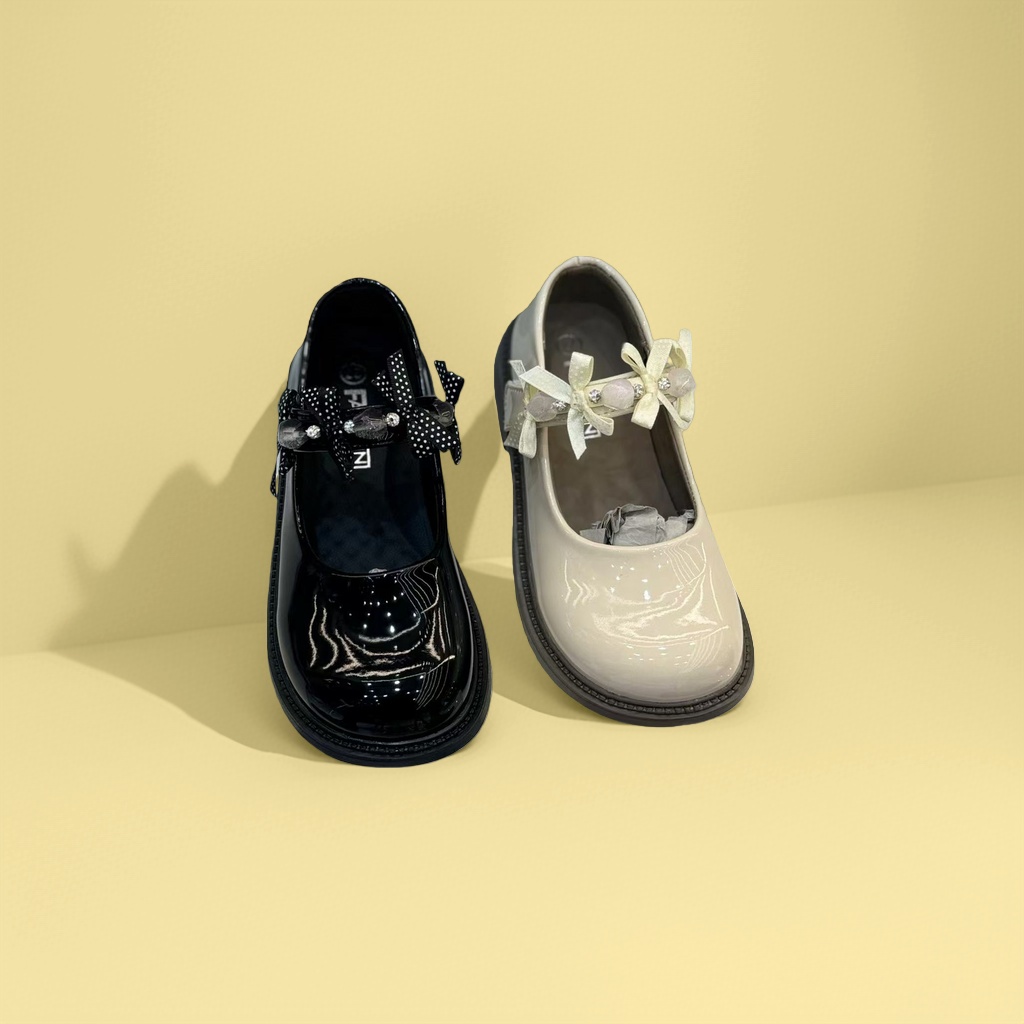 Black glossy Mary Jane shoes, beige glossy Mary Jane shoes, women's retro single shoes Item Picture