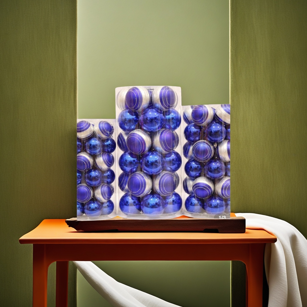 Blue Christmas ball decorative items, festive atmosphere hanging decorations, home furnishings, gift box set details Picture