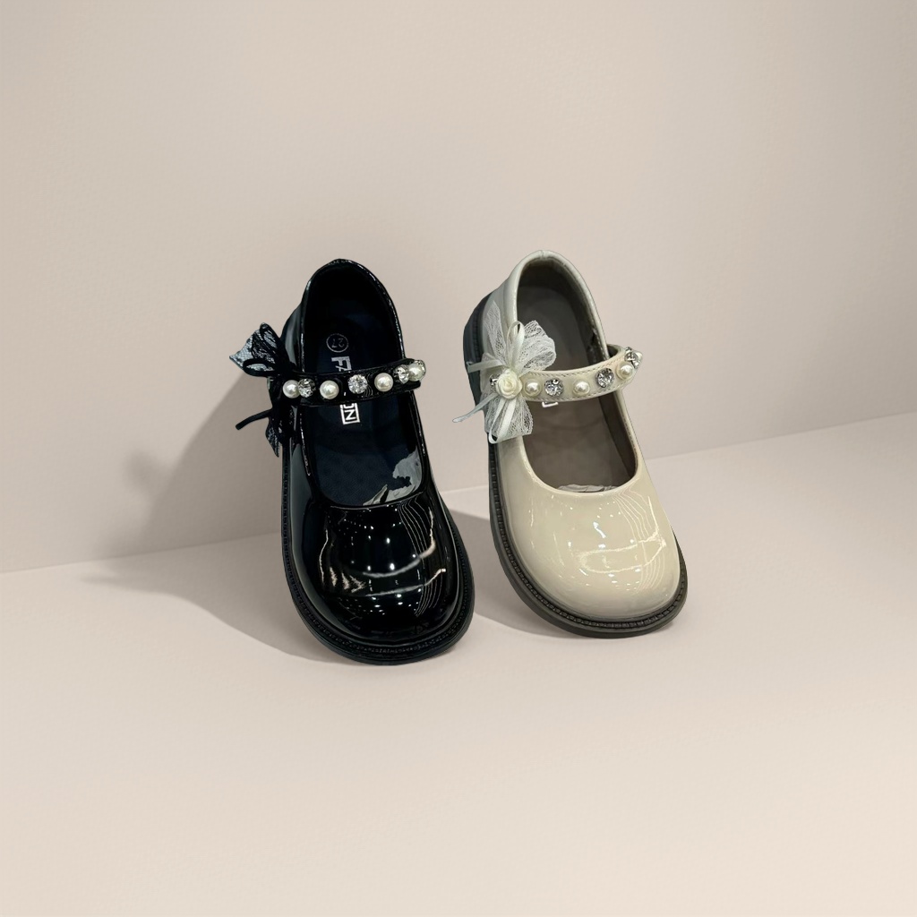 Black and off-white glossy Mary Jane shoes for women's retro commuting single shoes Specification image