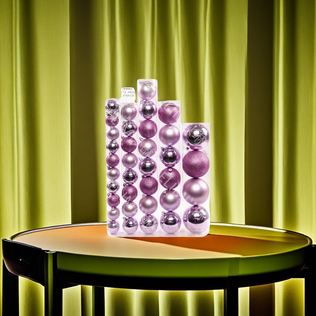 A set of 20 purple Christmas decorative balls in a festive atmosphere hanging gift box
