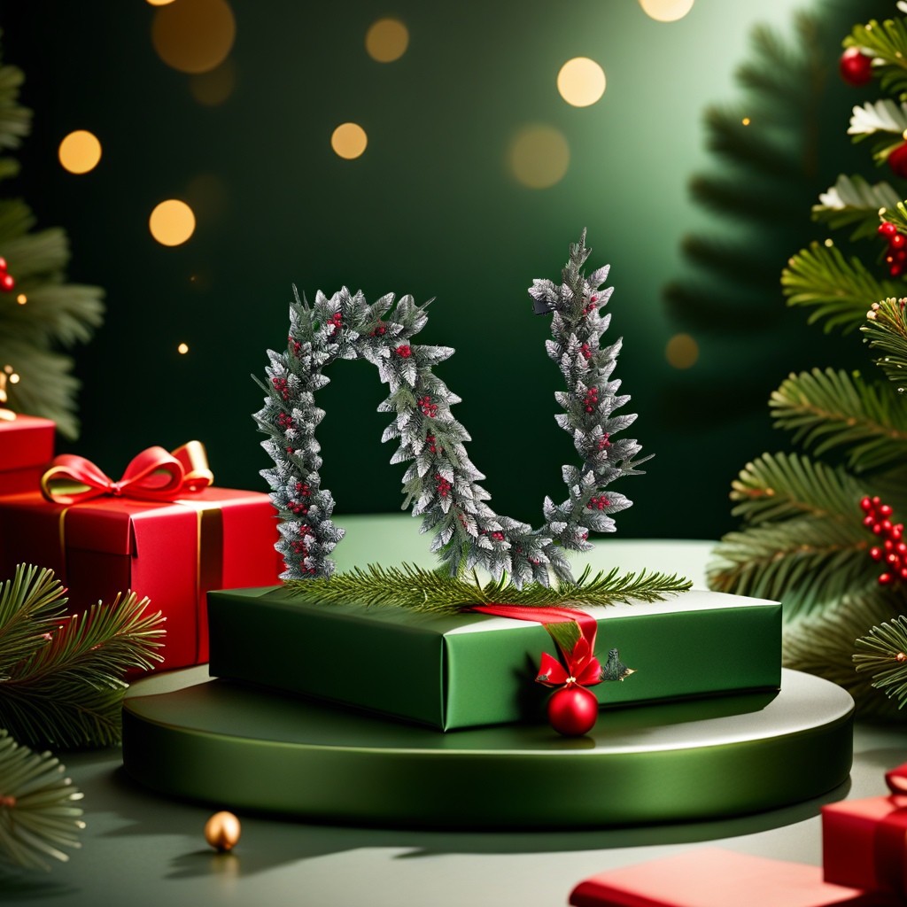 绿色雪松花环配红色浆果白色霜冻装饰节日家居挂饰