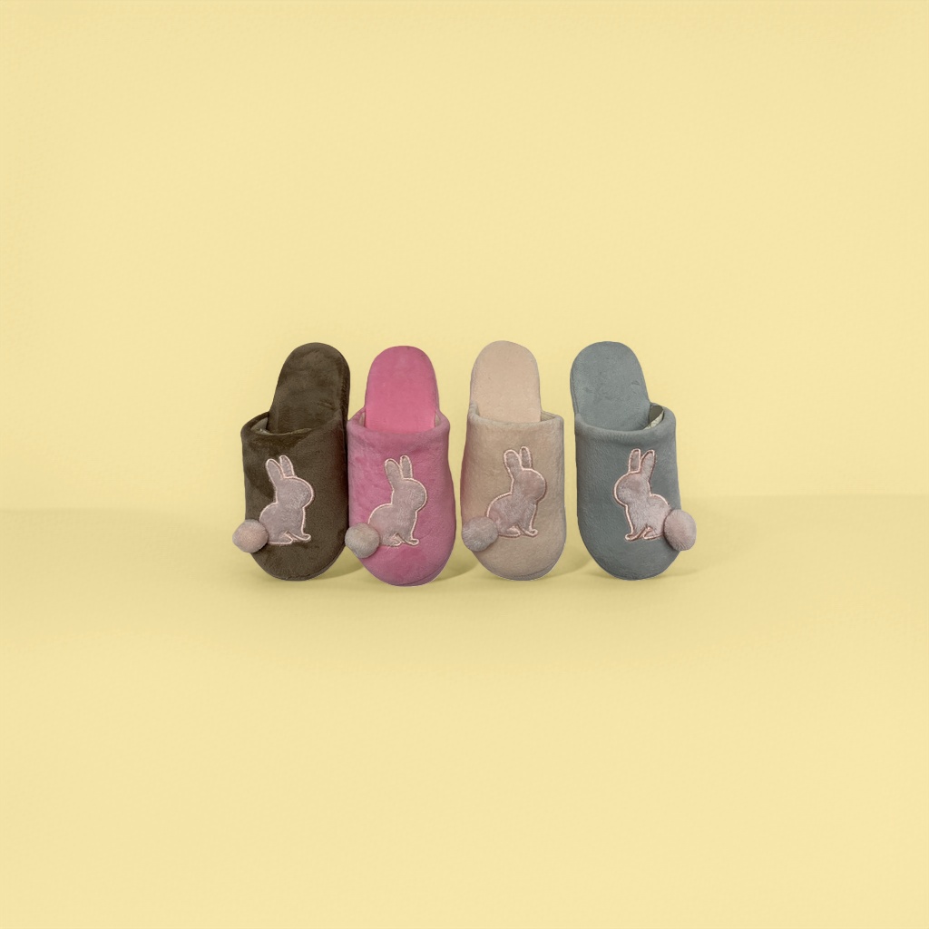 Plush cotton winter warm slippers with a cute home style details Picture
