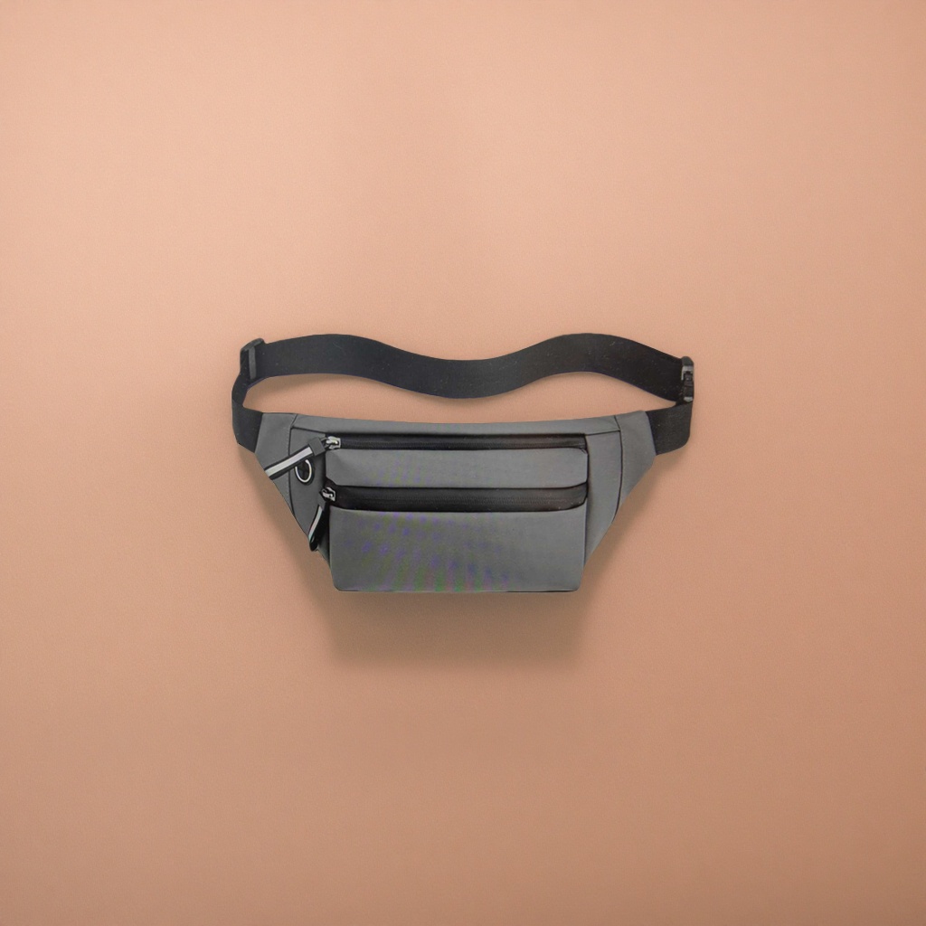 This grey nylon waterproof lightweight sporty waist bag is suitable for both men and women Application Scenario