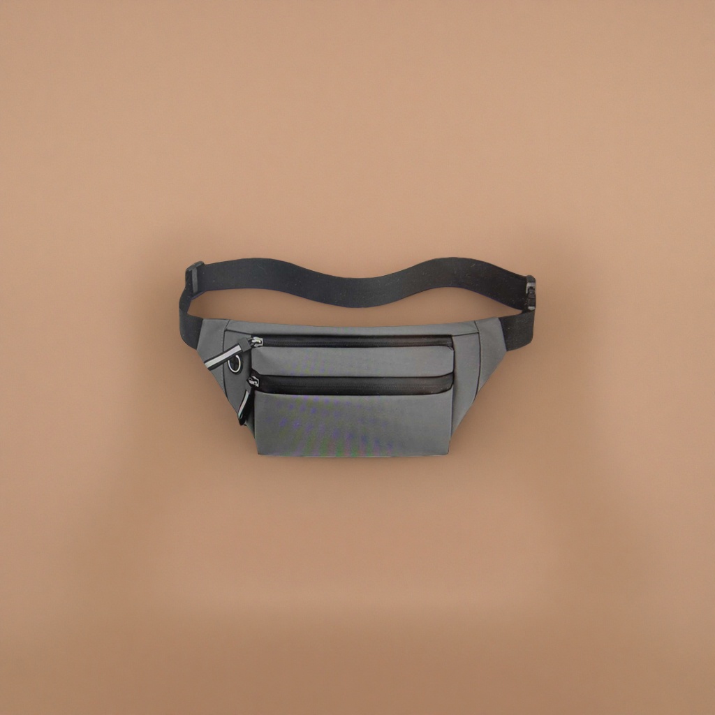 This grey nylon waterproof lightweight sporty waist bag is suitable for both men and women details Picture