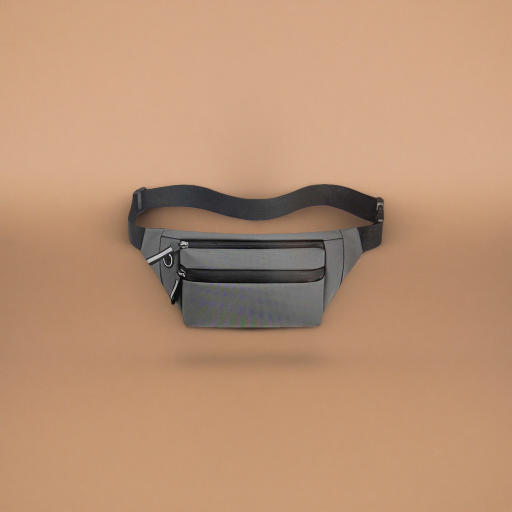 This grey nylon waterproof lightweight sporty waist bag is suitable for both men and women Specification image