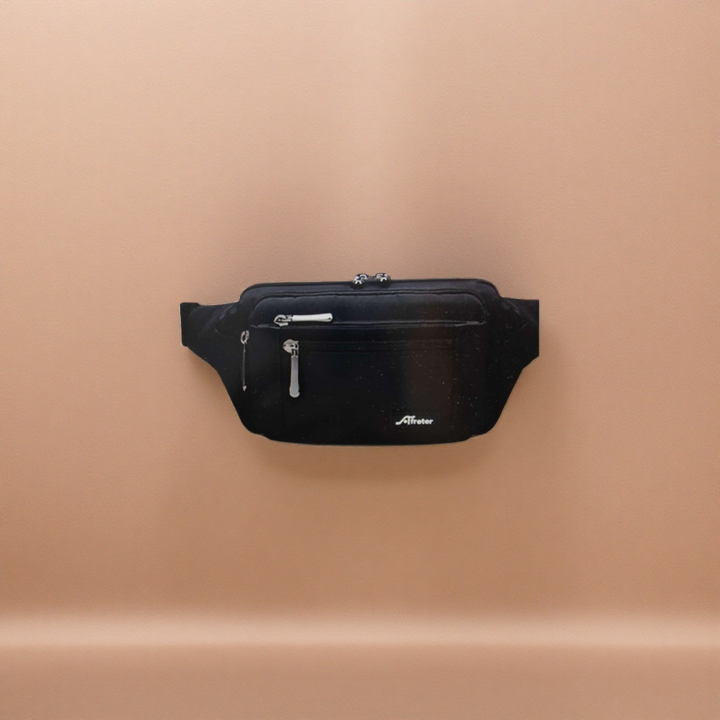 The black waist bag is fashionable, versatile, lightweight for storage, and suitable for both men and women in a sporty and casual style