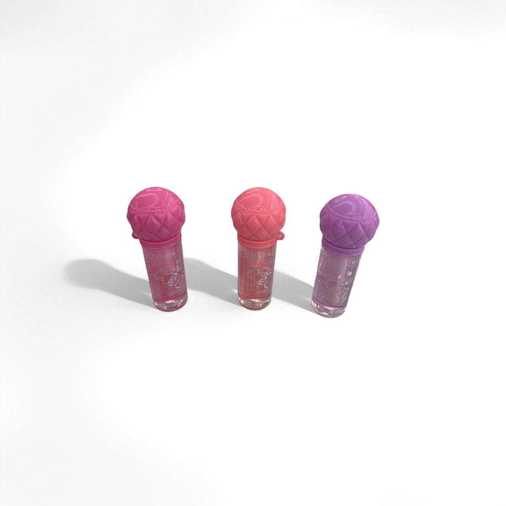 Pink and purple spherical cap lip gloss bottle with matte texture, portable design, fashionable beauty packaging
