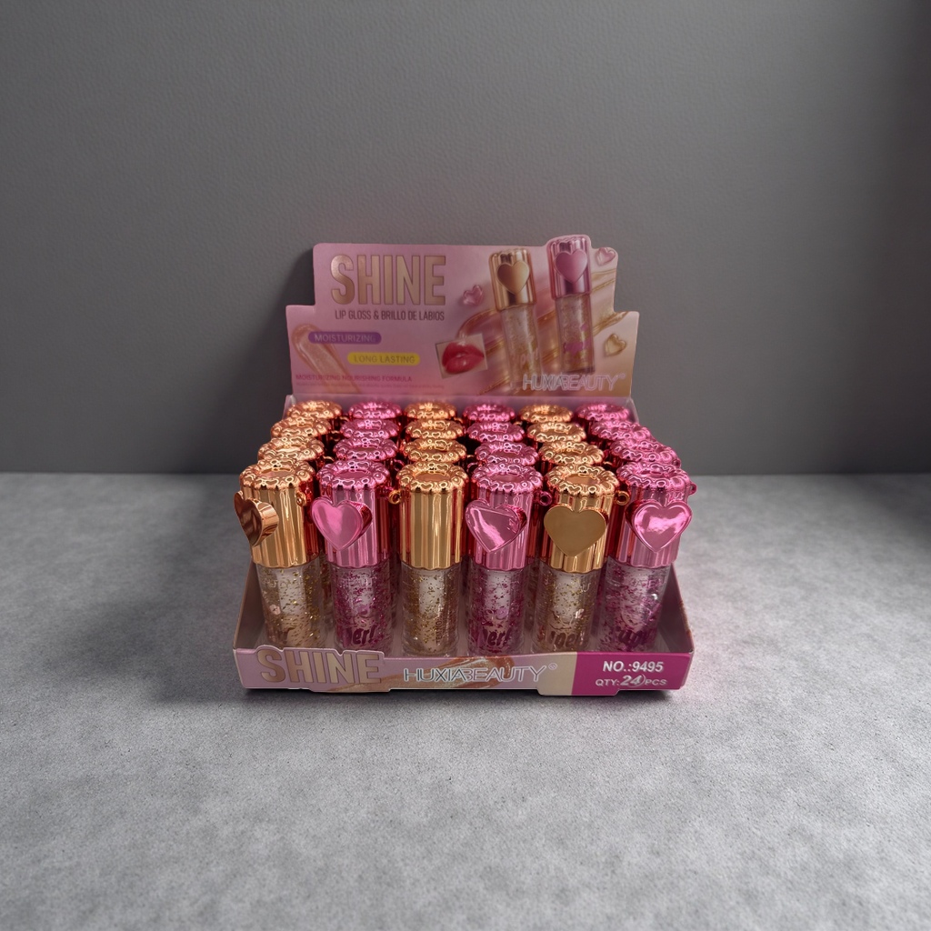 Pink heart-shaped decorative lip gloss display stand, acrylic desktop cosmetics storage rack Specification image