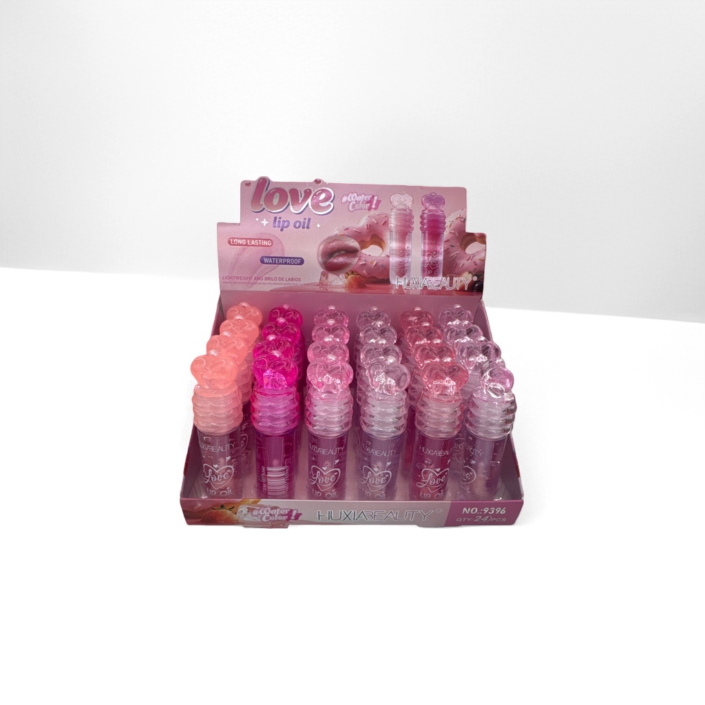 Pink heart-shaped bottle cap lip oil display stand, acrylic desktop storage stand, cosmetics display stand details Picture