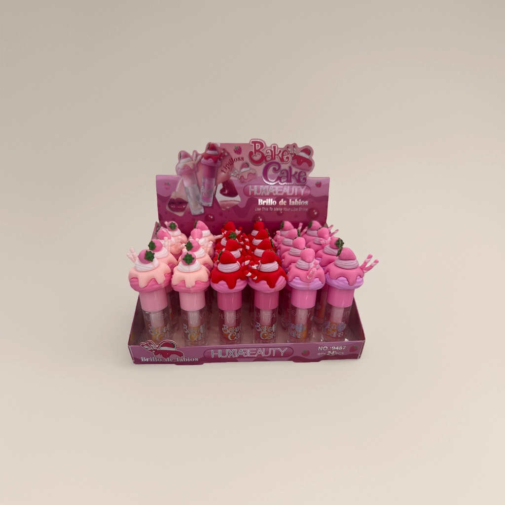 Pink cake-shaped lip gloss display box, sweet and girlish style storage box, beauty props details Picture