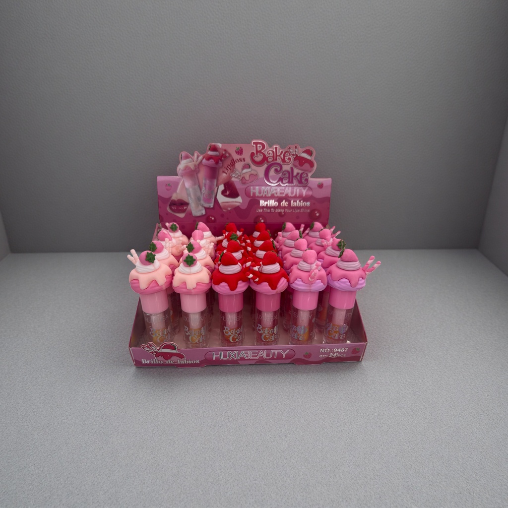 Pink cake-shaped lip gloss display box, sweet and girlish style storage box, beauty props Specification image