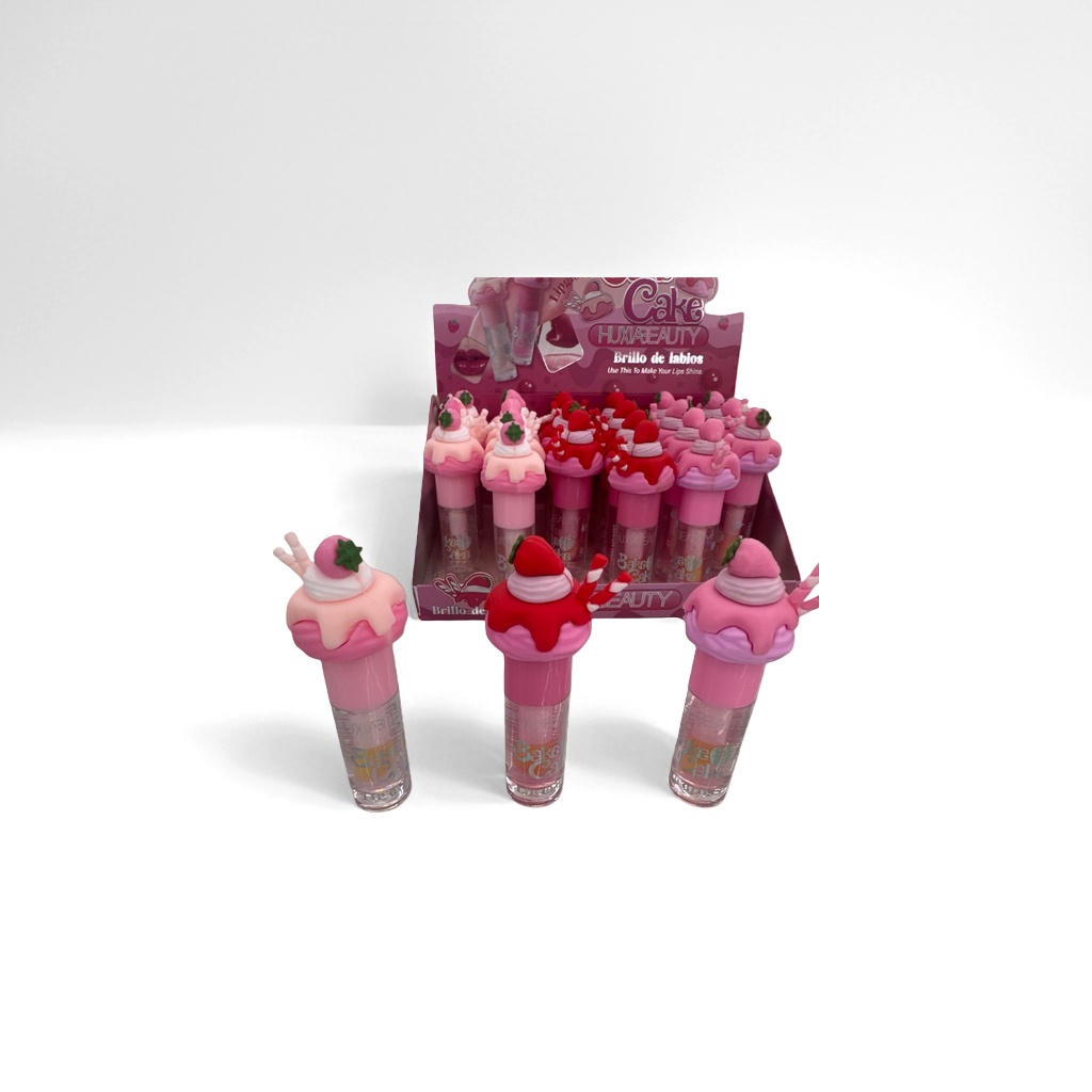 Pink cake-shaped lip gloss display box, sweet and girlish style storage box, beauty props Application Scenario