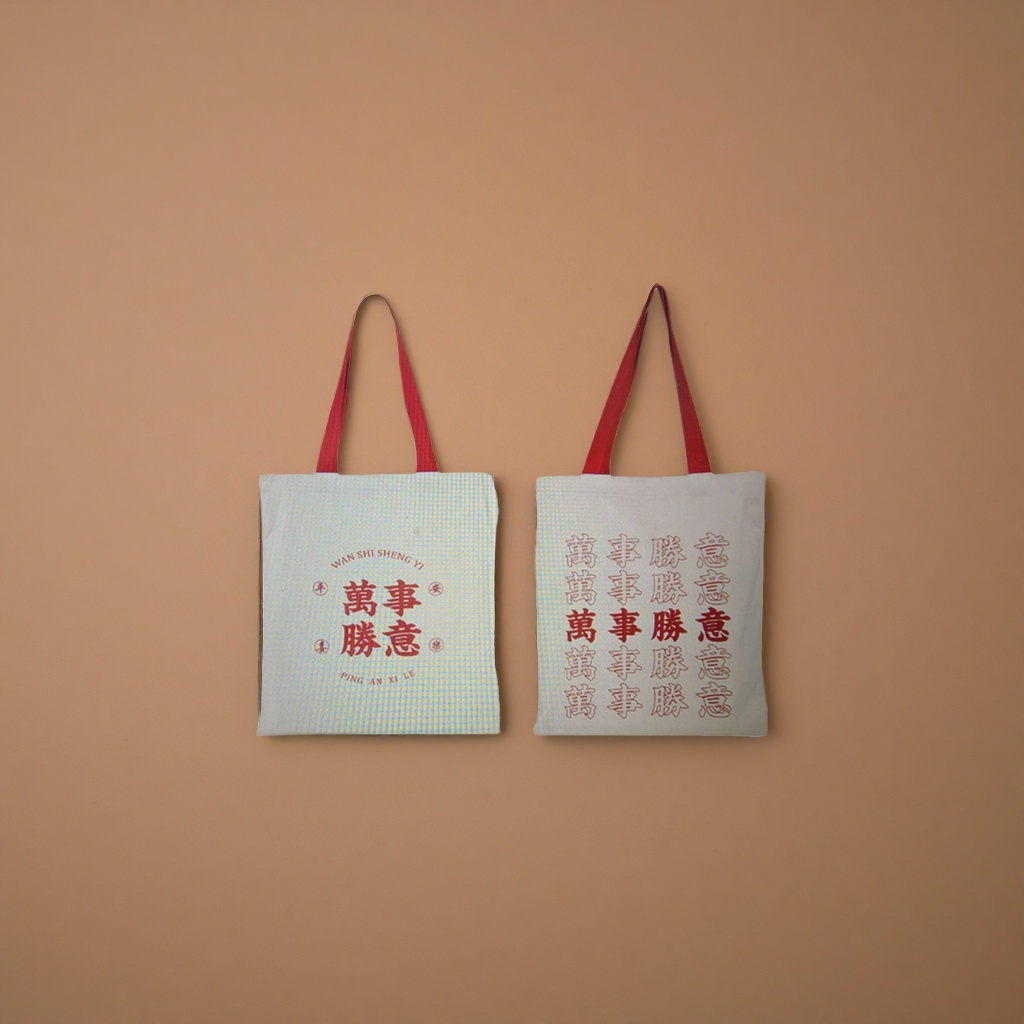 Asa roja bolsa de lona blanca bolsa de compras portátil de gran capacidad simple y versátil details Picture