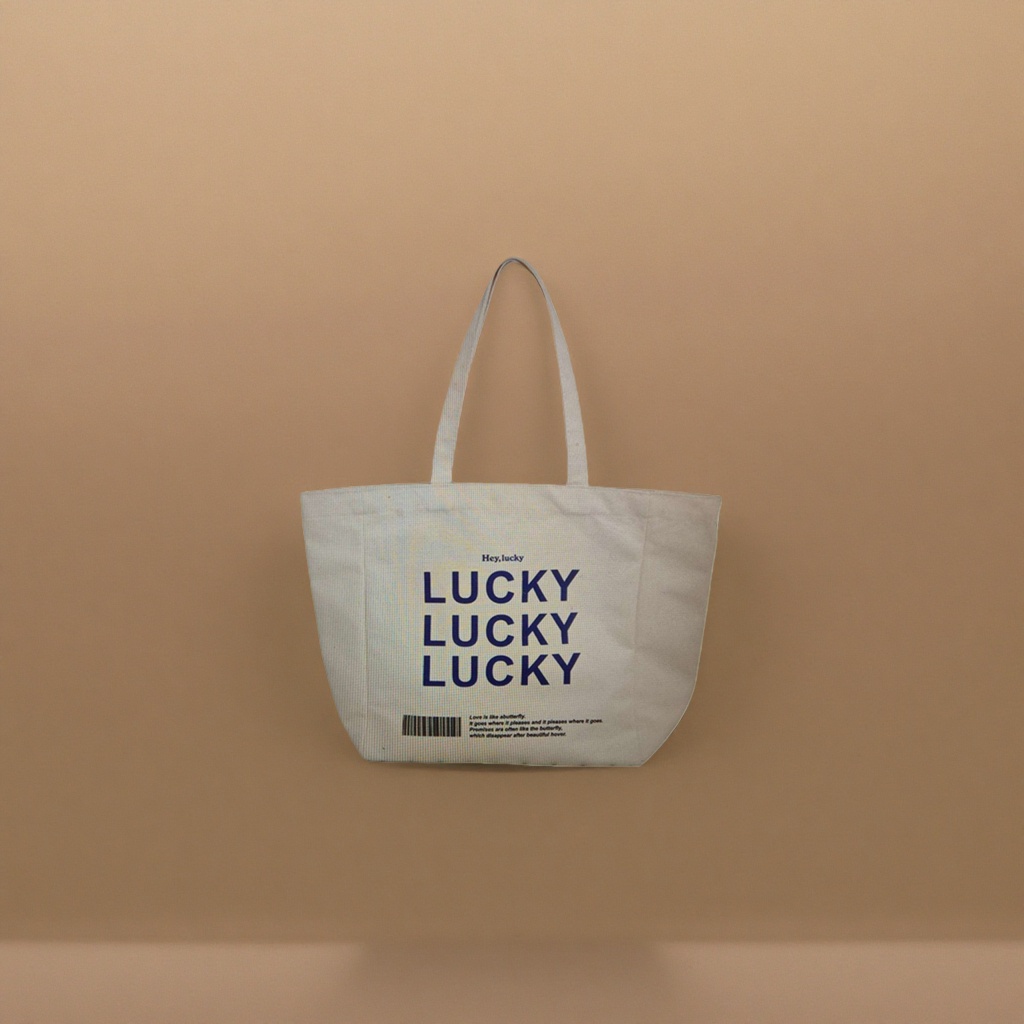 The beige canvas bag is a simple and versatile large-capacity hand-held shopping bag Specification image
