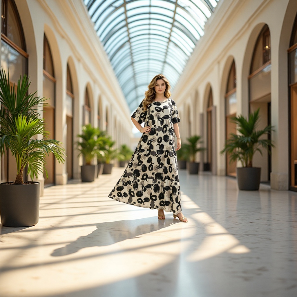 A black and white abstract pattern long dress for women Application Scenario