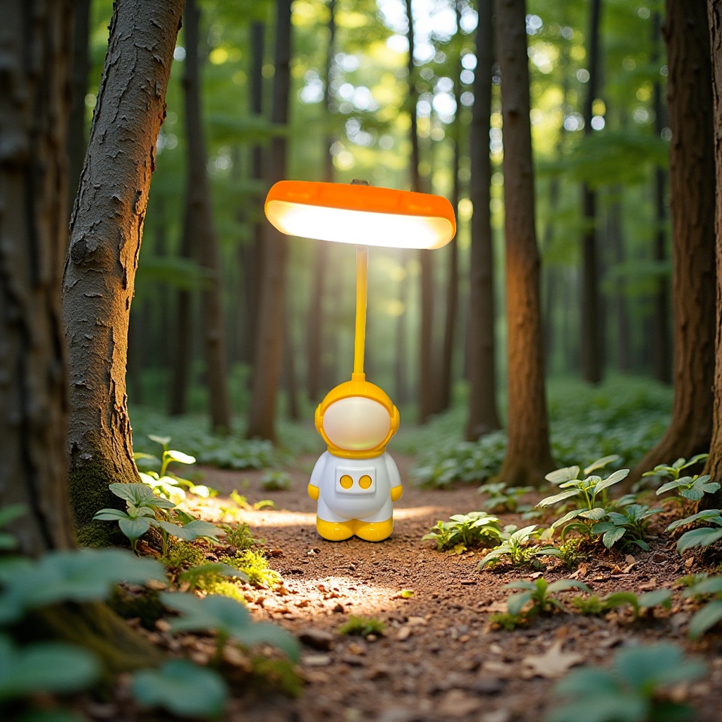Yellow astronaut shaped desk lamp, creative children's bedroom bedside lamp