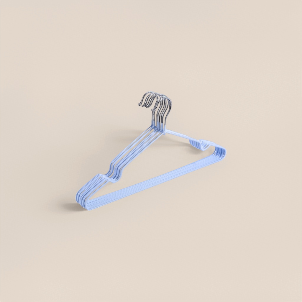 A simple Nordic-style blue plastic clothes hanger for home storage and hanging