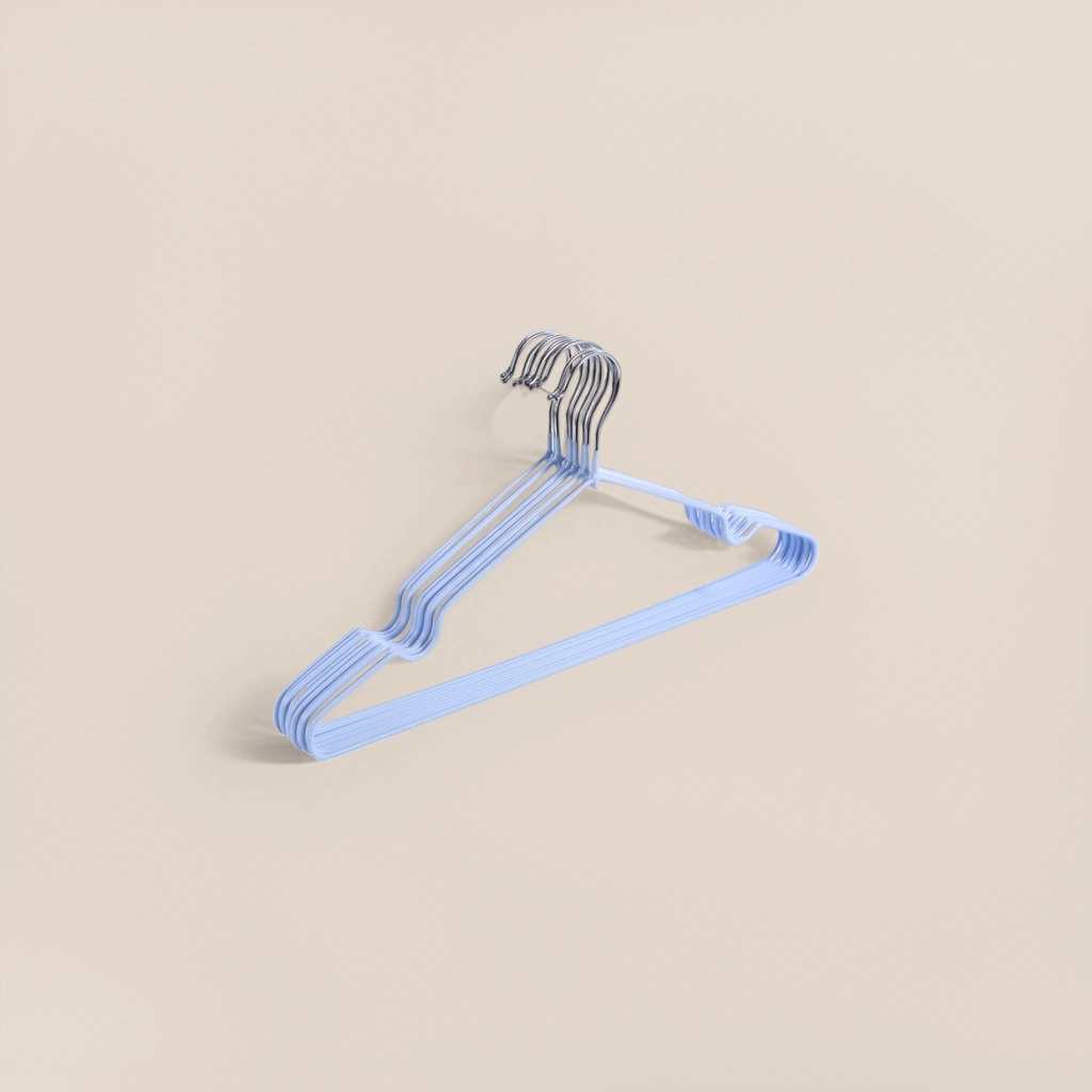 A simple Nordic-style blue plastic clothes hanger for home storage and hanging details Picture