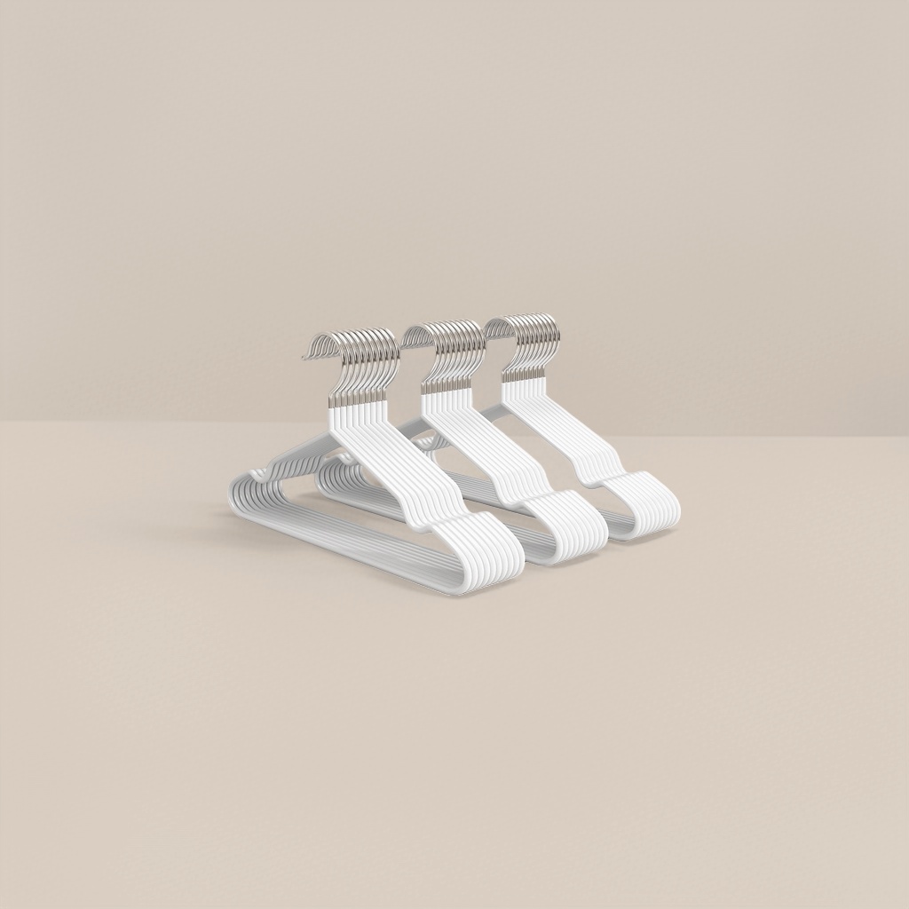 White plastic clothes hanger, a household multi-functional anti-slip thickened load-bearing hanger details Picture