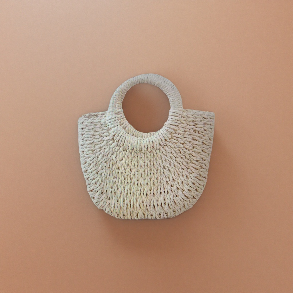 This beige woven handbag is a simple and fashionable single-shoulder bag for women's commuting details Picture