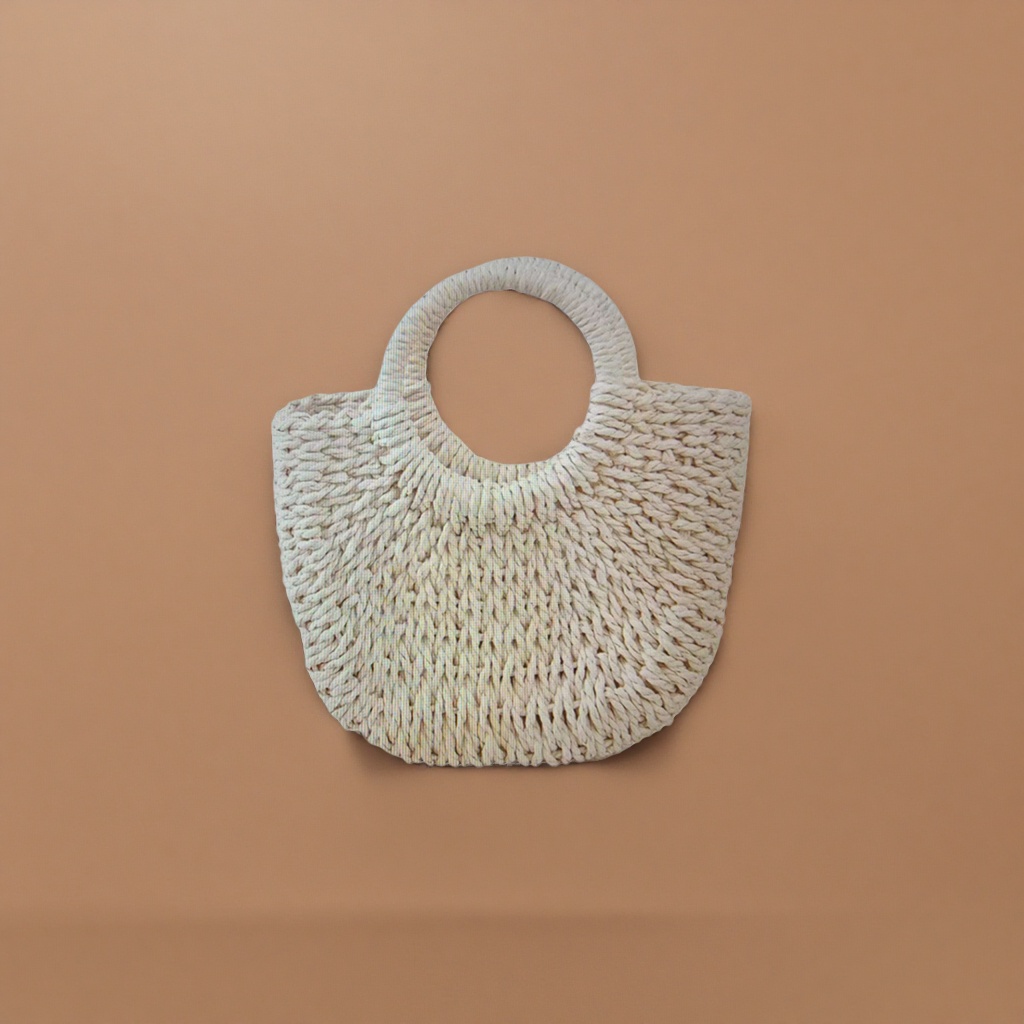 This beige woven handbag is a simple and fashionable single-shoulder bag for women's commuting Specification image
