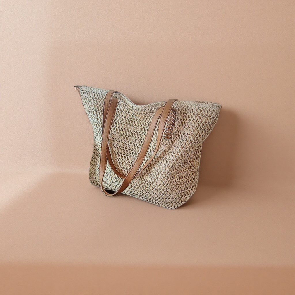 Beige woven handbag, a fashionable and casual single-shoulder crossbody bag Application Scenario
