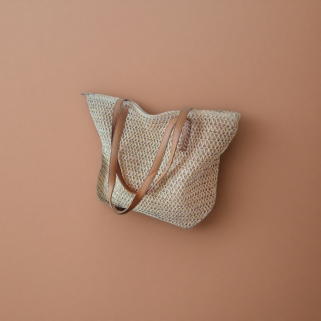 Beige woven handbag, a fashionable and casual single-shoulder crossbody bag Specification image