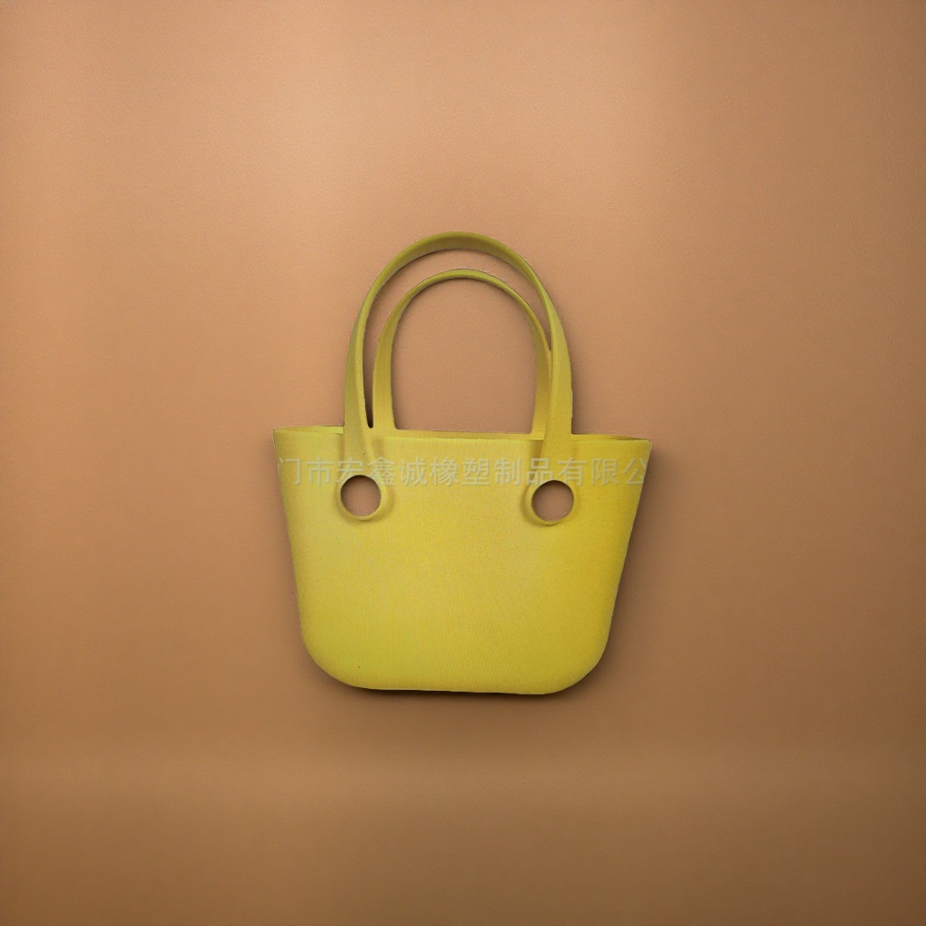 Yellow EVA handbag, lightweight, waterproof and large-capacity commuter shopping bag details Picture