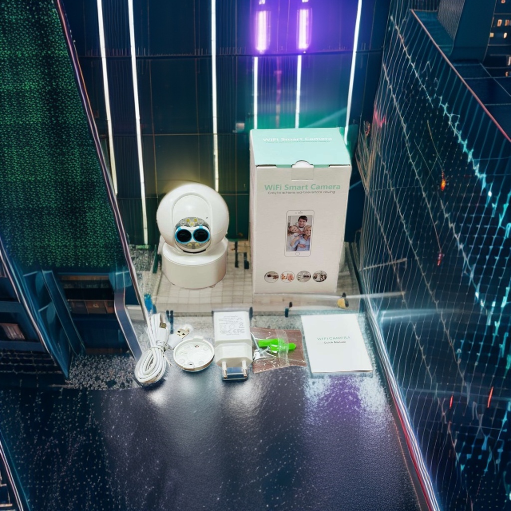 白色WiFi智能摄像头 家用高清夜视远程监控防盗摄像机