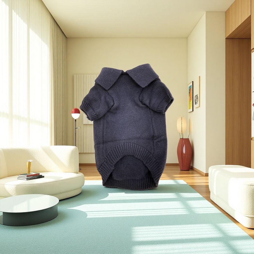Dark blue knitted sweater with Polo Bear embroidery pattern Specification image