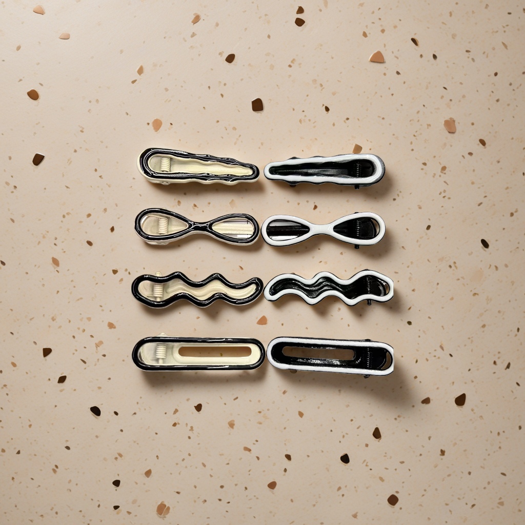 Black and white wavy hair clips are fashionable and simple ladies' headwear and versatile bangs clips Application Scenario