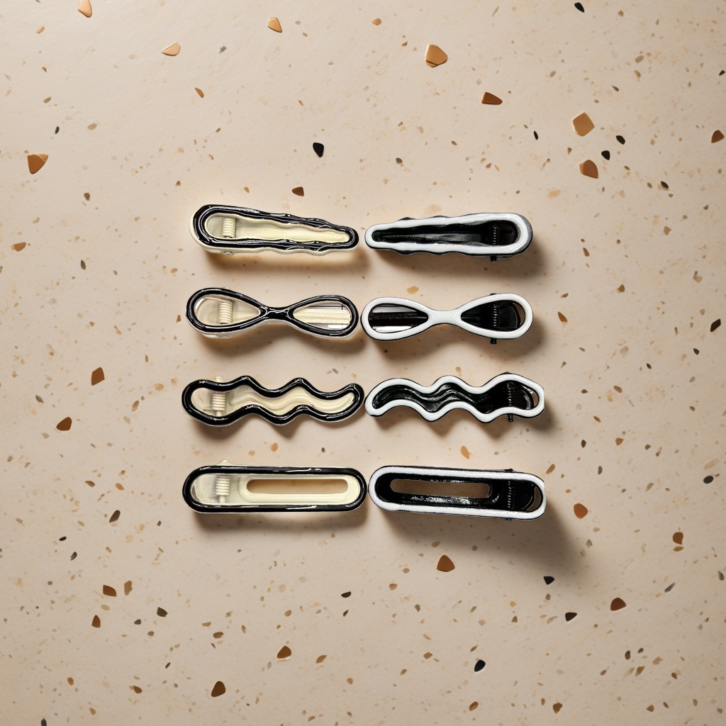 Black and white wavy hair clips are fashionable and simple ladies' headwear and versatile bangs clips