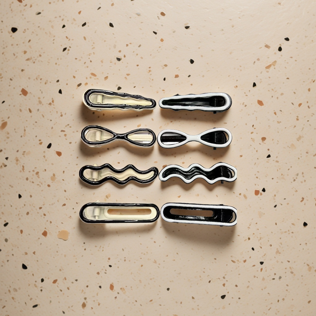 Black and white wavy hair clips are fashionable and simple ladies' headwear and versatile bangs clips Specification image