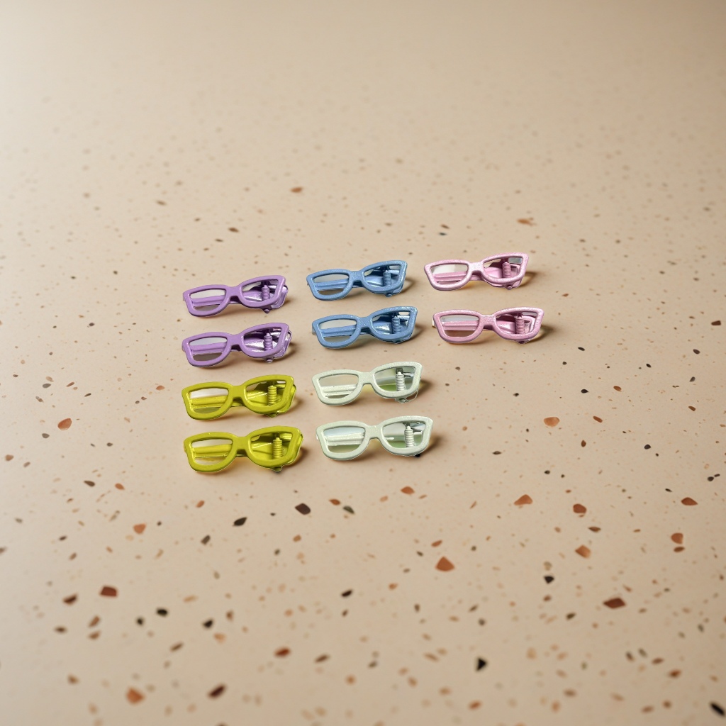 Colorful eyeglass-shaped hairpins are fashionable and cute. A variety of colors are available as headwear for young girls