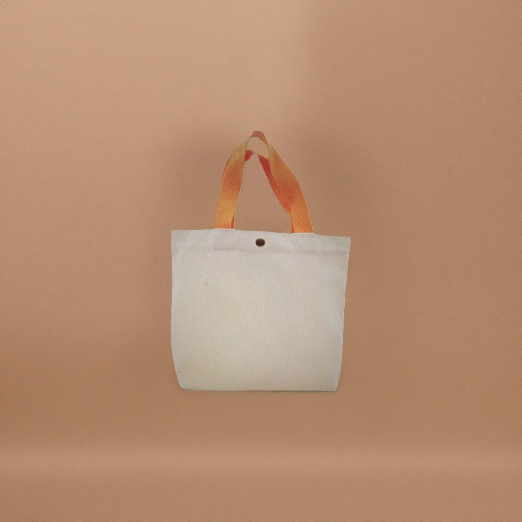 Bolsa de transporte blanca con asa naranja bolsa de compras ecológica simple reutilizable