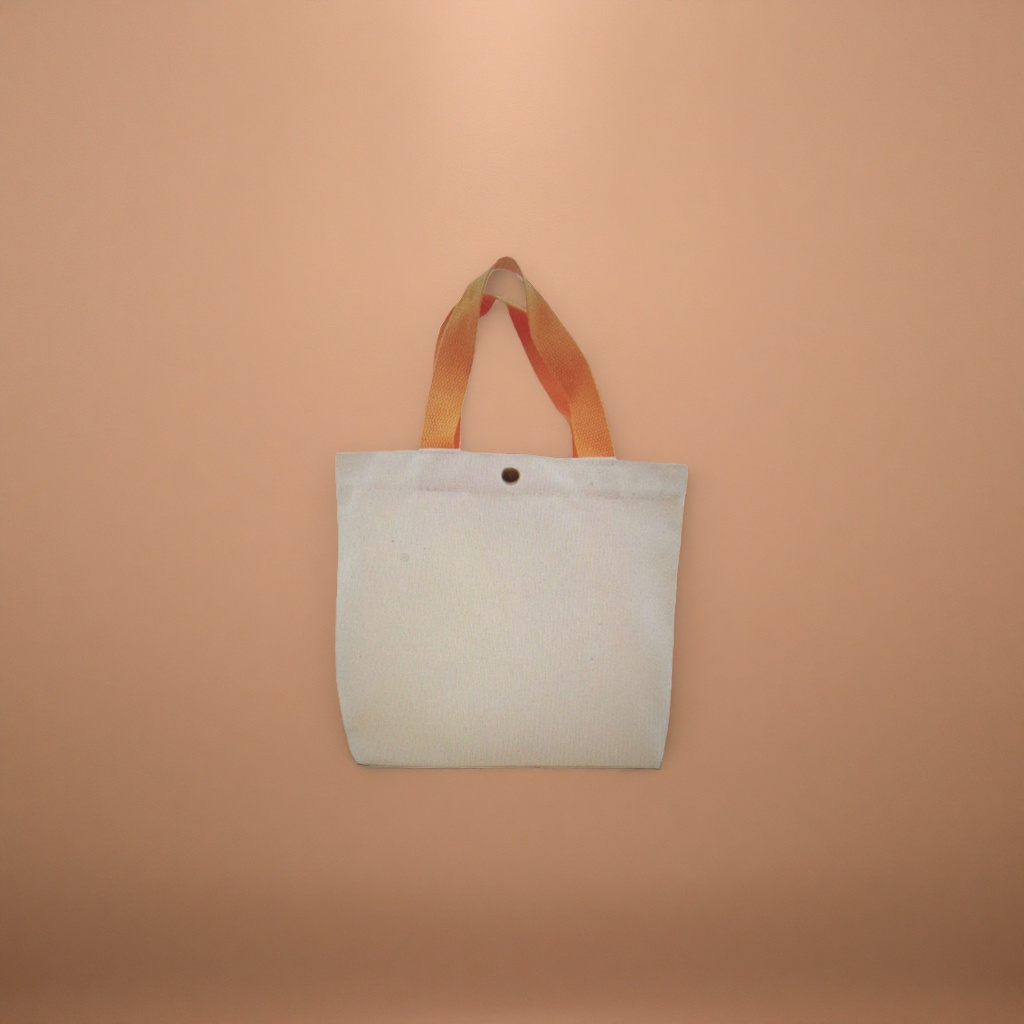 Bolsa de transporte blanca con asa naranja bolsa de compras ecológica simple reutilizable details Picture