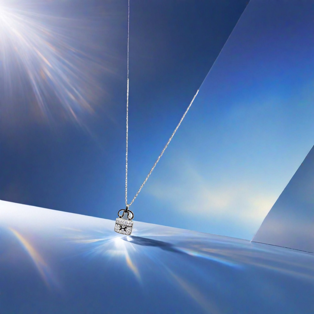 A silver chain necklace with a diamond-encrusted H-shaped handbag pendant Application Scenario