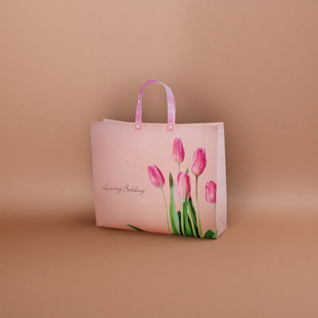 Color rosa tulipán patrón tote bag moda simple eco bolsa de compras
