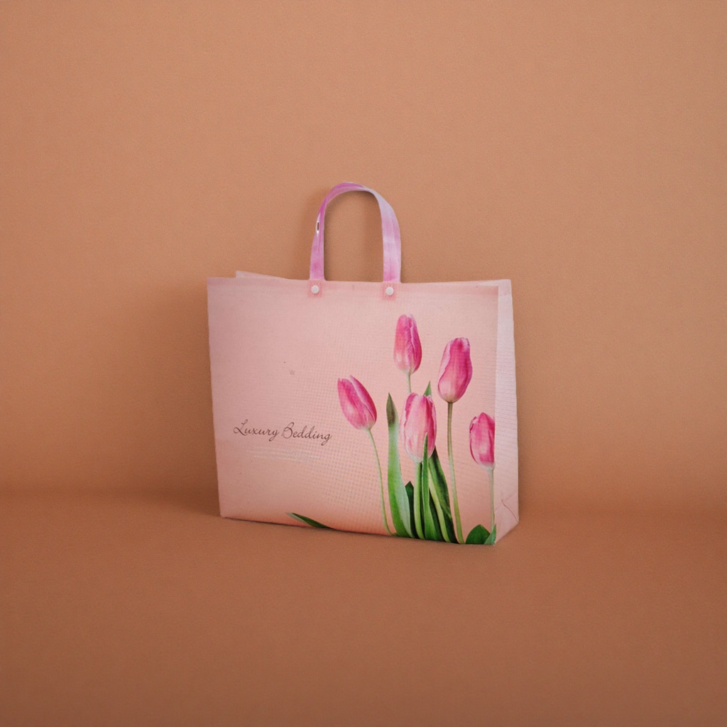 A simple, fashionable and eco-friendly shopping bag with a pink tulip pattern Specification image