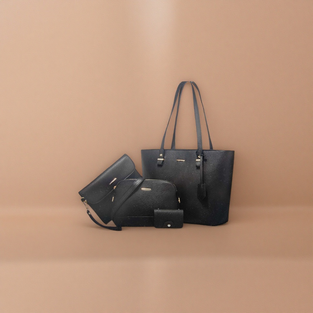 Black handbag set, a simple and versatile single-shoulder crossbody bag for women's commuting details Picture
