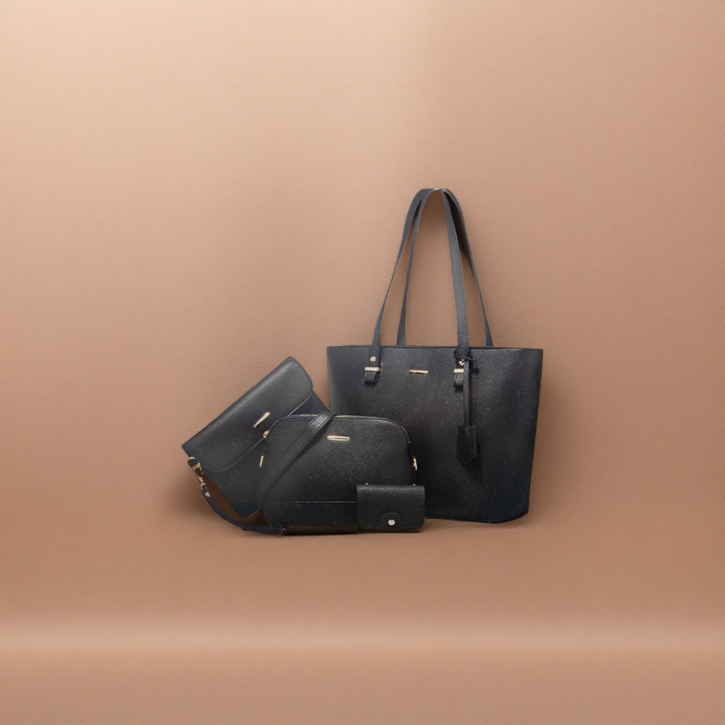 Black handbag set, a simple and versatile single-shoulder crossbody bag for women's commuting