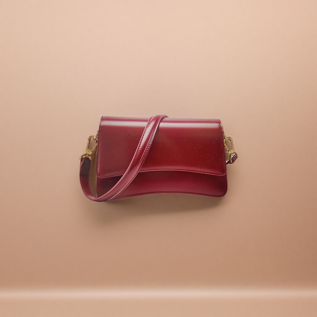 A wine-red leather crossbody bag, a versatile and fashionable single-shoulder bag for women Specification image